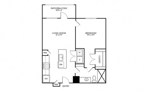 A1S Floor Plan at Addison Medical Center Apartments, San Antonio, Texas